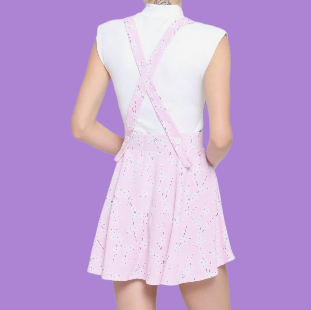 Midnight Hour: Pink Sakura Suspender Skirt - Picture 3 of 7